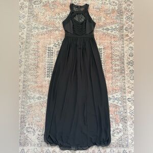 BCBG Black Lacy Cut Out Whimsigoth Fairy Grunge Long Flowy Maxi Dress Women’s 4